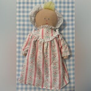 EDEN Plush Lanz Of Salzburg Doll Pink Floral Flannel Nightgown Vintage